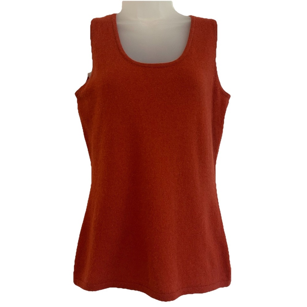 Neiman Marcus Cashmere Sweater Sz M Sleeveless Orange Quiet Luxury Earthy